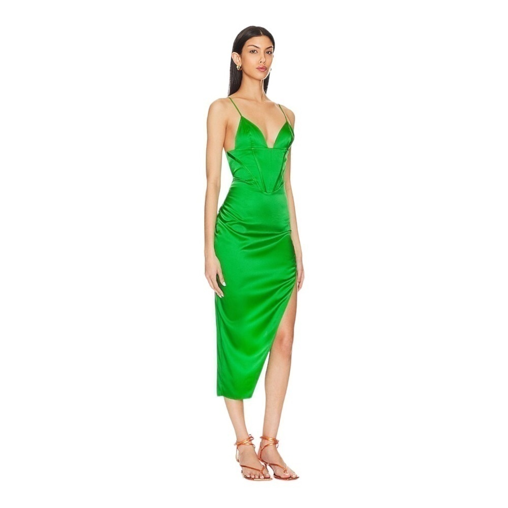 SER.OY.A Jamila Silk Corset Dress in Kelly Green NWT